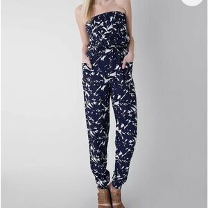 Roxy blue and white crop top Floral Women's Jumpsuit